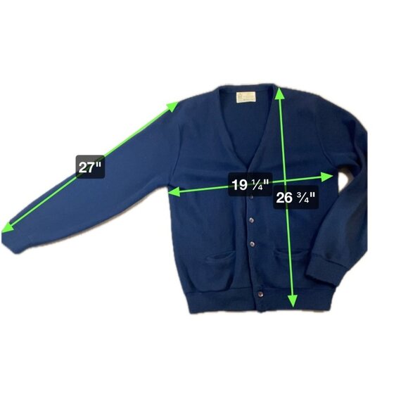 Kings Road Shop Blue Long Sleeve Buttoned V-Neck Cardigan SZ Large - Picture 6 of 6